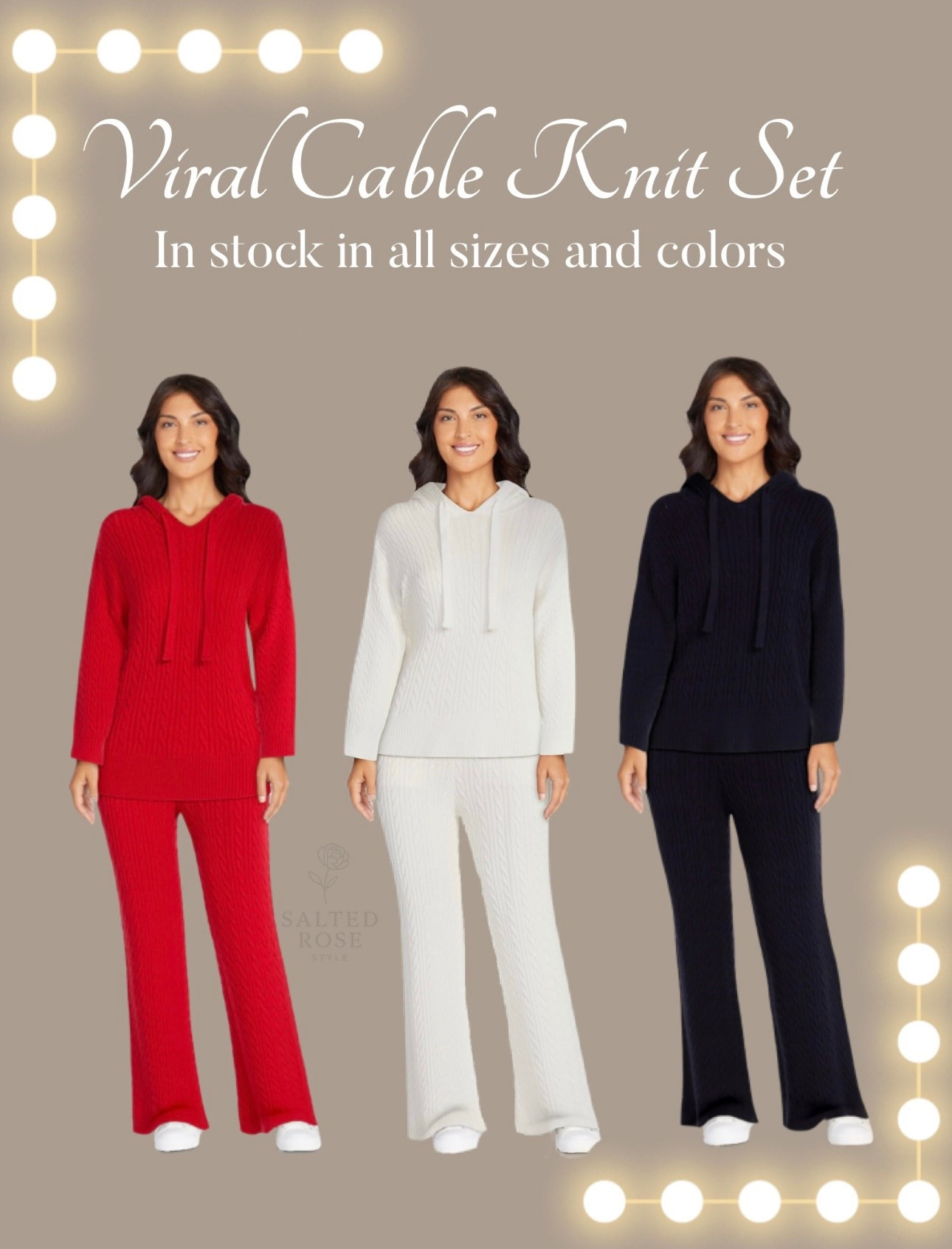🚨SELL OUT RISK
This gorgeous viral Cable Knit set is back in stock in all sizes and colors. Do not sit on this set. 
Material is super comfy, stretchy and the pants do have pockets. I just ordered the red for Christmas morning in a size small in both pieces and I’m so excited. 

Matching set • Viral set • cable knit set • Loungewear • Christmas morning outfit • cozy loungewear • Christmas outfit • casual Christmas • luxury for less • winter style • everyday style • gift for her • gift idea • travel outfitt

#LTKFindsUnder50 #LTKGiftGuide #LTKootd