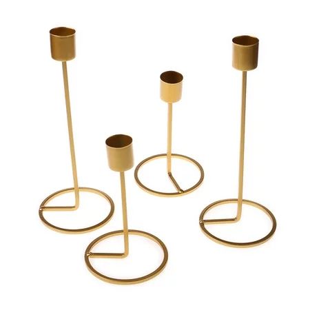 ZPAQI 4 Pack Candle Holders Gold Brass Candlestick Holders Metal Taper Candle Holders | Walmart (US)