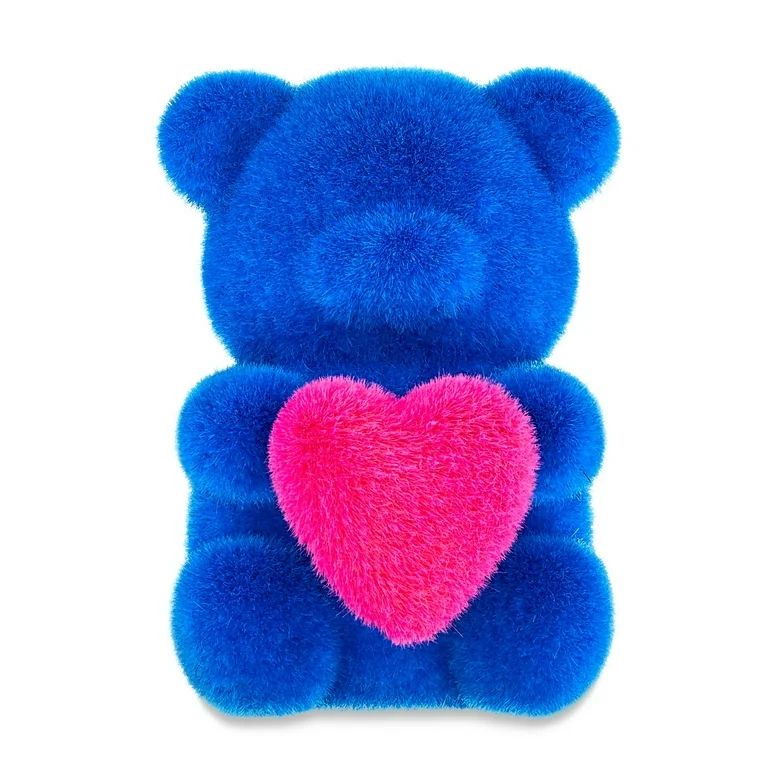 Valentine's Day 4 in Small Flocked Blue Bear Decor by Way To Celebrate - Walmart.com | Walmart (US)
