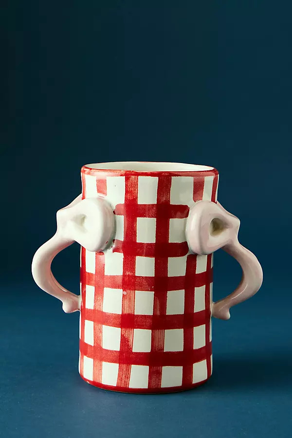 Damson Madder Gingham Bow Vase | Anthropologie (UK)