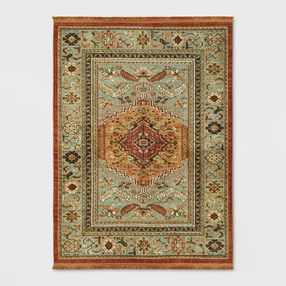 5'X7' Floral Woven Accent Rug Green/Red - T… | Target