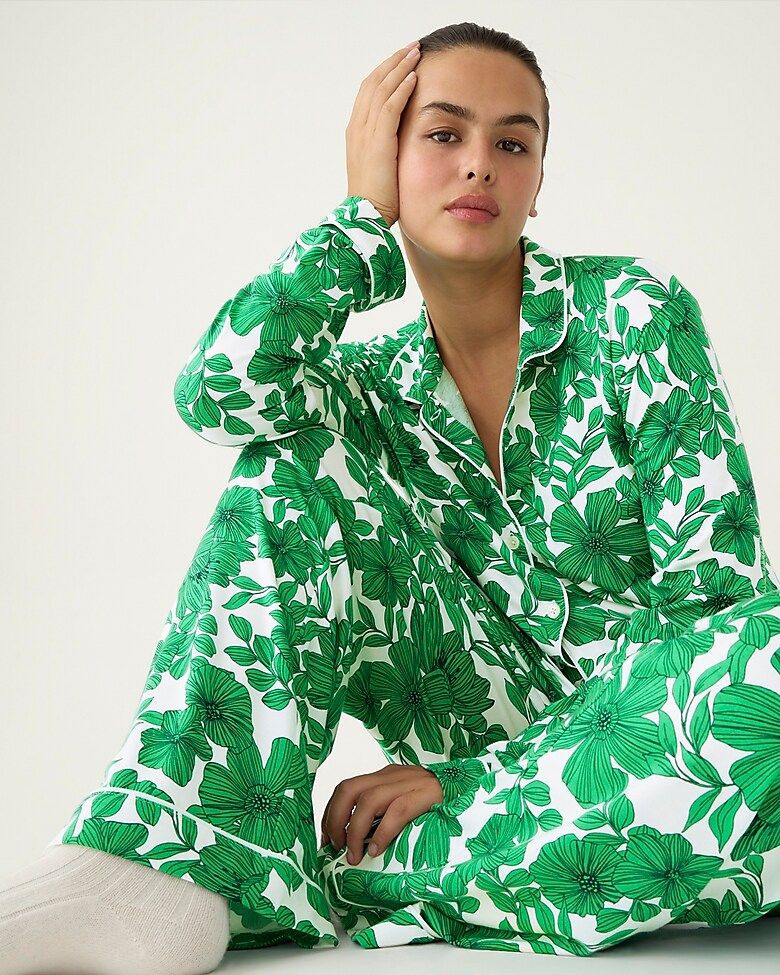 Eco dreamiest long-sleeve pajama set in greenhouse floral print | J.Crew US