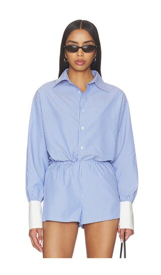 ALL THE WAYS Lucinda Button Down Top in Blue. - size XXS | Revolve Clothing (Global)