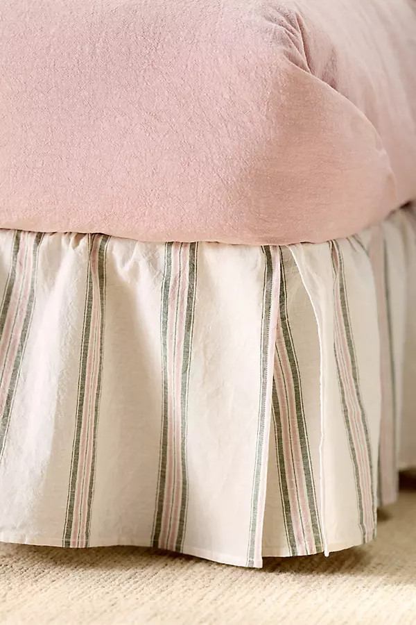 Linen Cotton Yarn Dyed Stripe Bed Skirt | Anthropologie (US)
