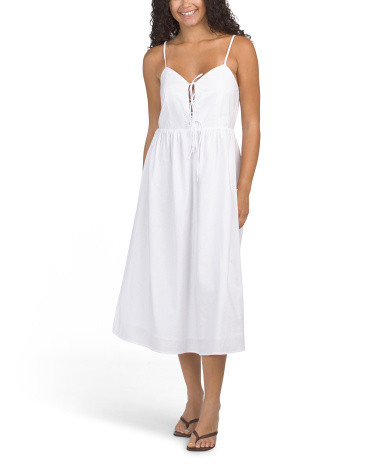 Linen Blend Tie Front Midi Dress | Casual Dresses  | Marshalls | Marshalls