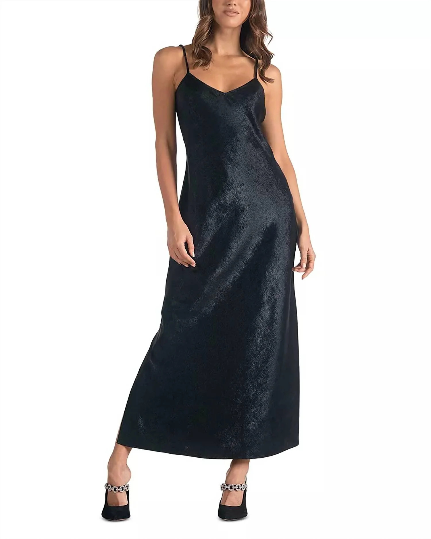 Spaghetti Strap Maxi Dress In Black | Shop Simon