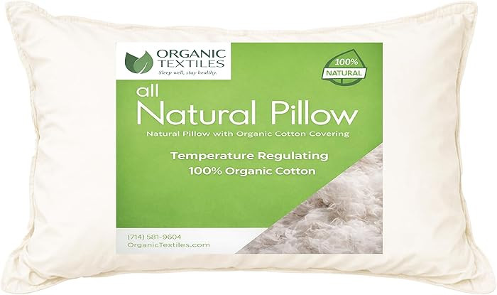 ORGANIC TEXTILES 100% Organic Cotton Pillow with Organic Cotton Cover - GOTS Certified, Adjustabl... | Amazon (US)