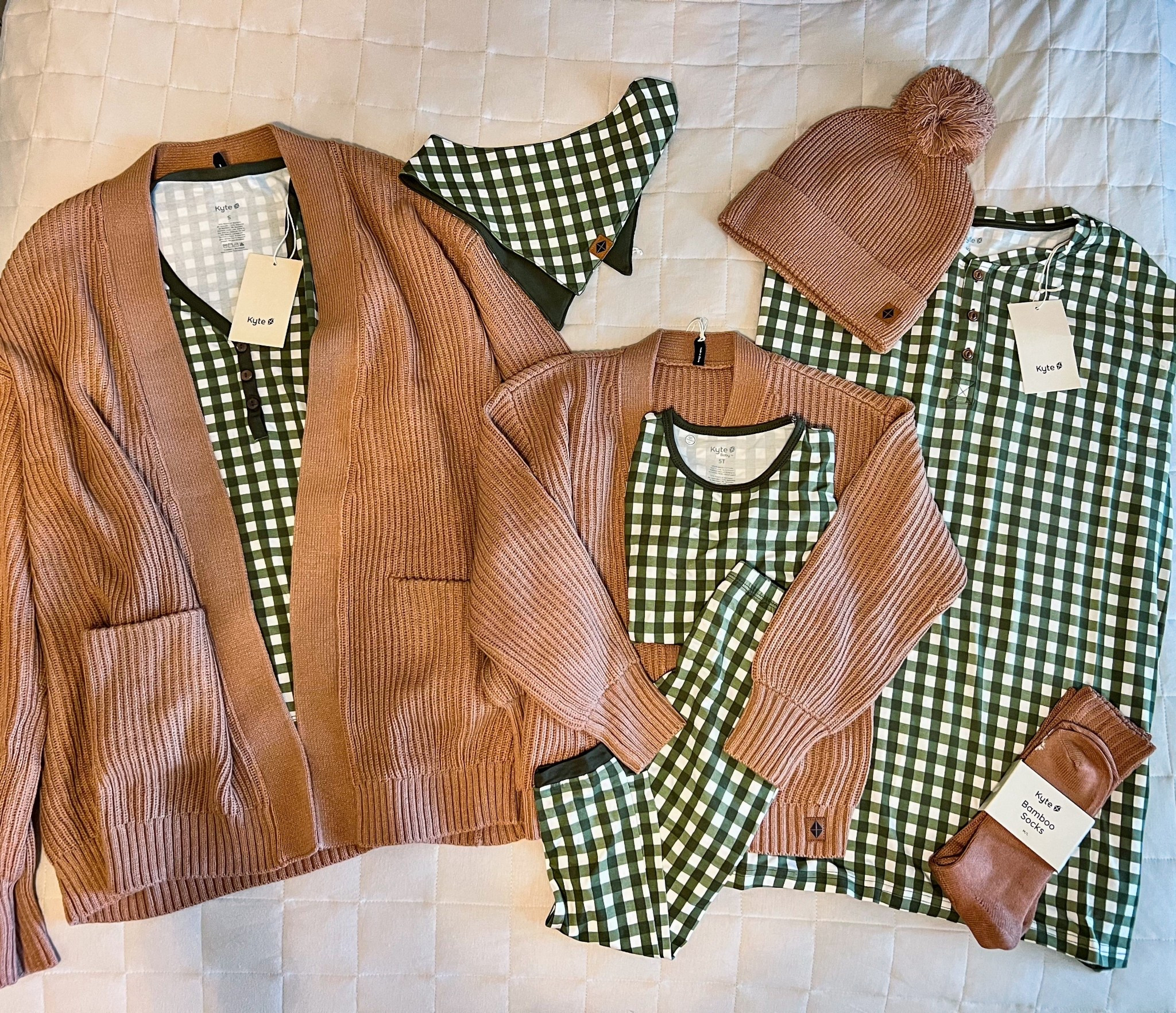Finalizing our outfits for family photos. What do we think? Kyte Baby Gingham Fir | Kyte Baby Chunky Knit in Latte

#LTKFamily #LTKStyleTip #LTKSeasonal
