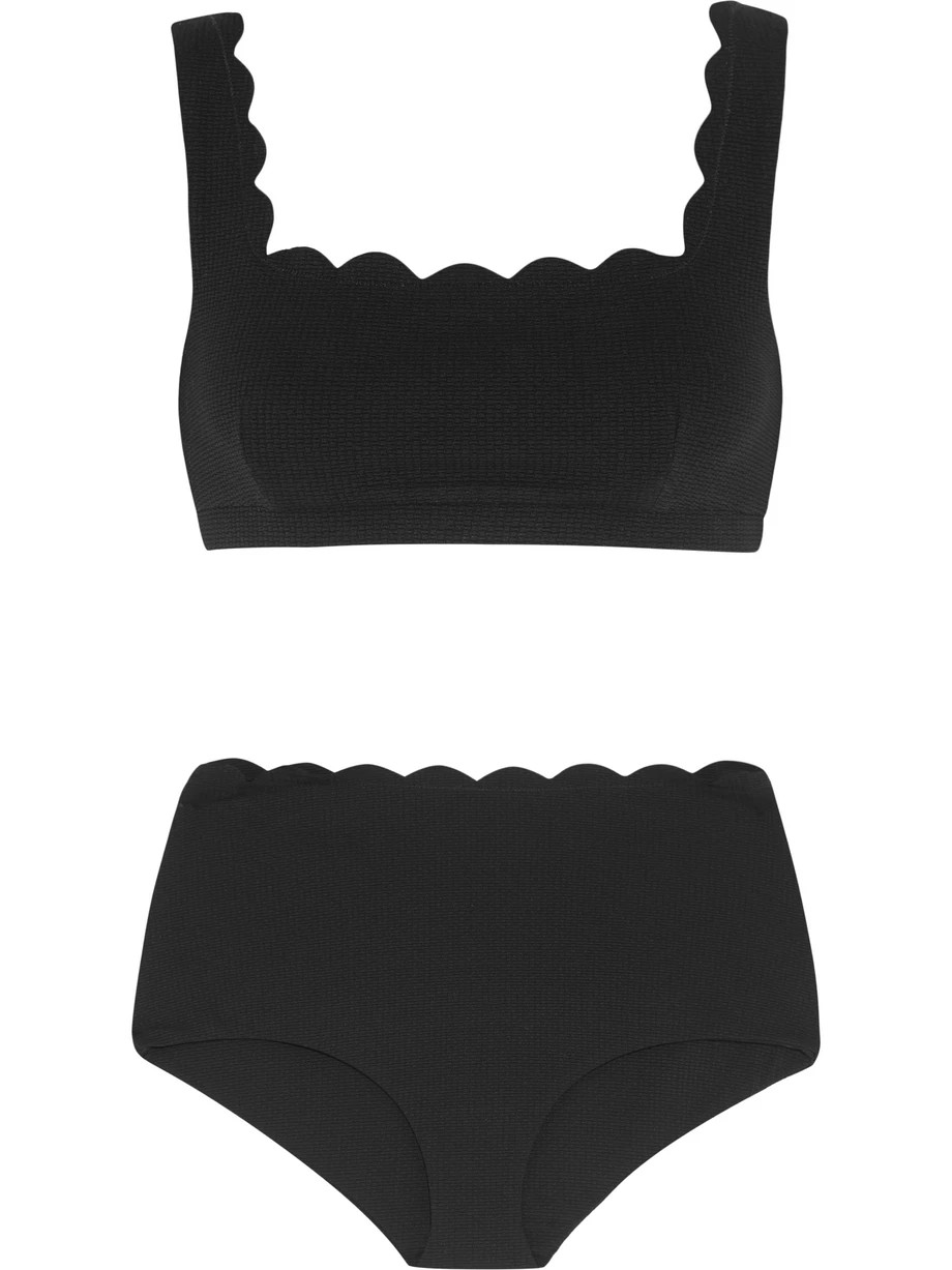 Marysia Palm Springs Scalloped Bikini, Black, Women's, Size: L | NET-A-PORTER (US)