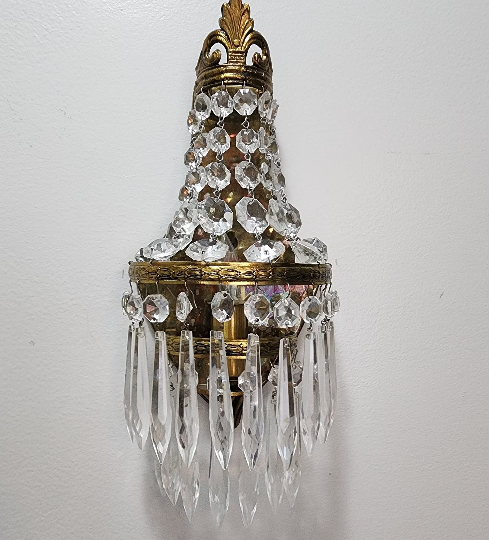 Vintage Crystal and Brass Wall Sconces Lighting Lamp | Etsy (US)