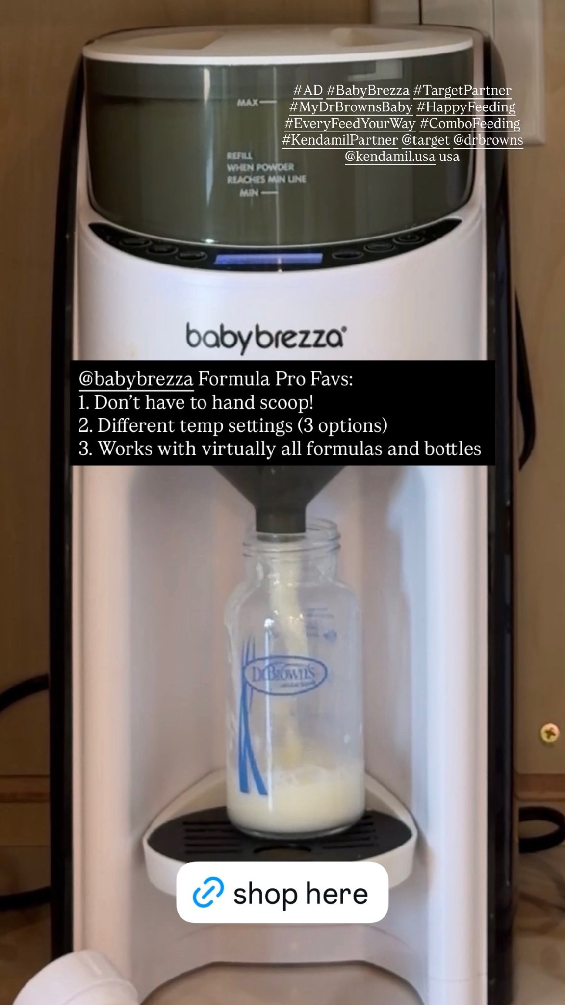 #ad My most used products for our combo feeding! This formula bottle maker from Baby Brezza is a must have if you are combo or only formula feeding. You don’t have to measure or mix and it’s ready within seconds. Formula we are using is Kendamil Organic Infant Formula because it’s gentle and clean-label certified. We love the anti-colic glass baby bottles by Dr. browns 
#BabyBrezza #TargetPartner #MyDrBrownsBaby #HappyFeeding #EveryFeedYourWay #ComboFeeding #KendamilPartner @babybrezza @target @drbrowns @kendamil.usa
