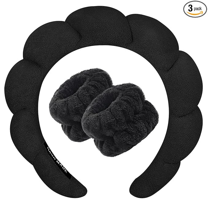 Zkptops Spa Headband for Washing Face Wristband Sponge Makeup Skincare Headband Terry Cloth Bubbl... | Amazon (US)