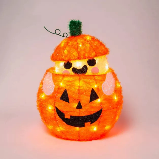 Light Up Moving Tinsel Ghost in Pumpkin Incandescent Halloween Novelty Sculpture Light - Hyde & E... | Target