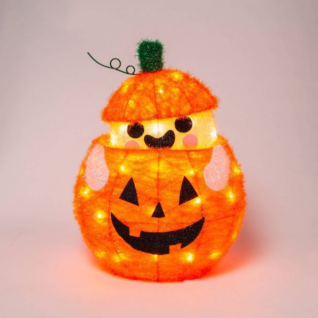 Light Up Moving Tinsel Ghost in Pumpkin Incandescent Halloween Novelty Sculpture Light - Hyde & E... | Target