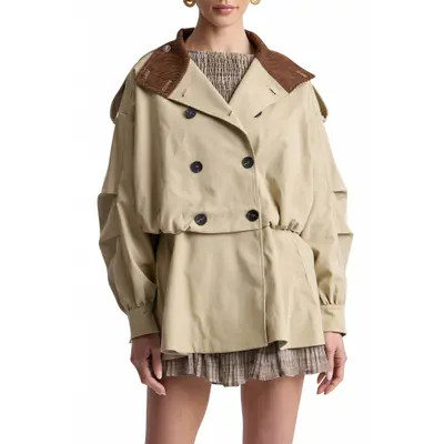 Avec Les Filles Blouson Peplum Trench Jacket in Khaki at Nordstrom, Size X-Large | Nordstrom