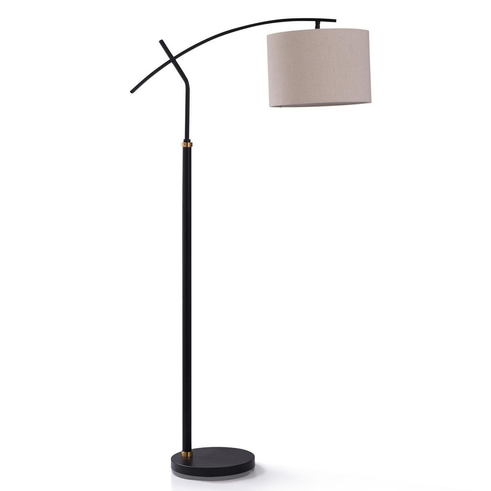 Dudley 60 in. Black and Brass Metal Accents Floor Lamp | The Home Depot