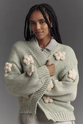 The Susannah 3D Flower Cardigan Sweater | Anthropologie (US)