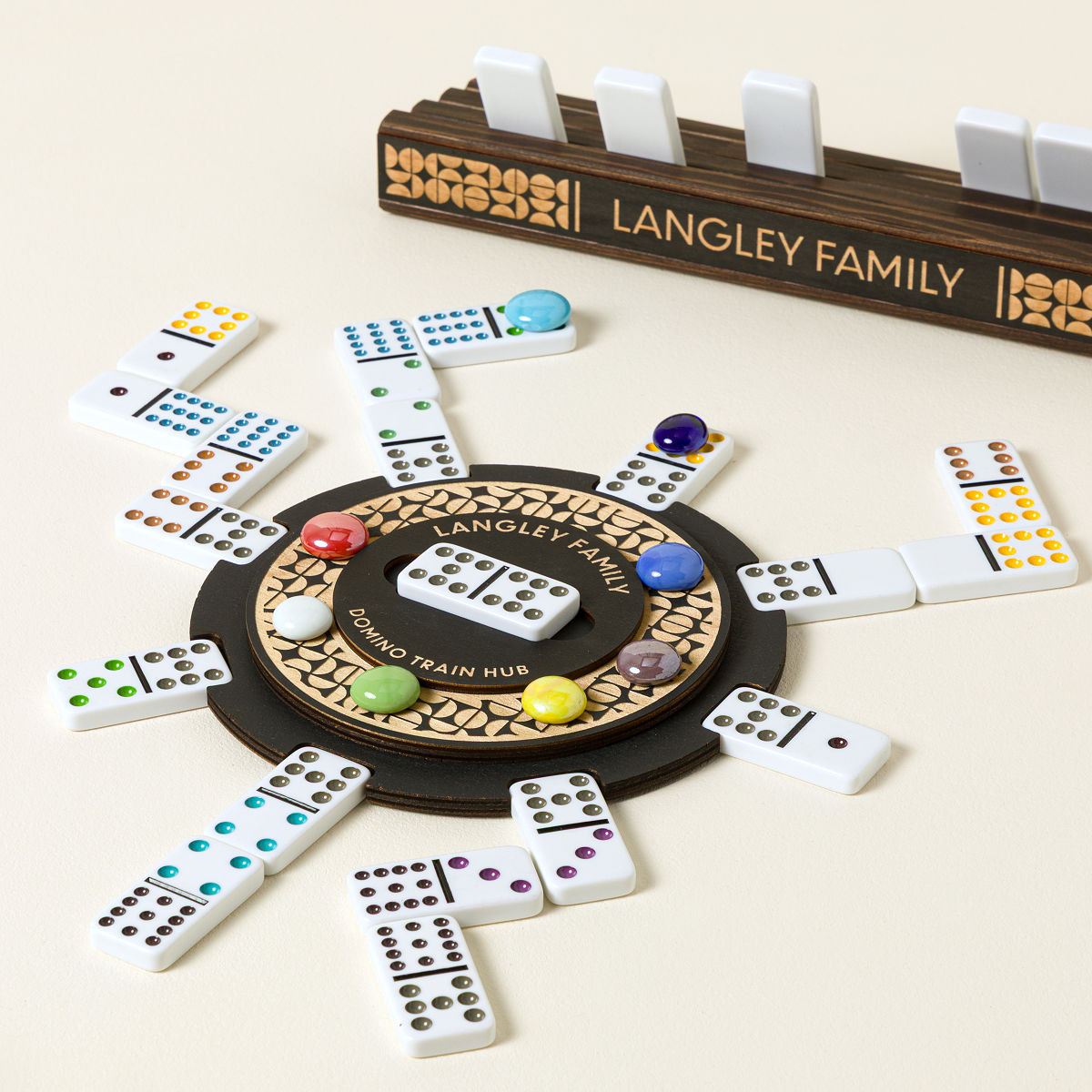 Personalized Domino Train Hub Set | UncommonGoods