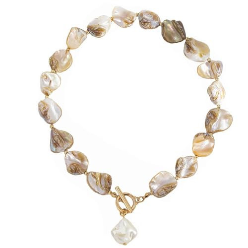 Starfish Shell Necklaces Trendy Summer Colorful Boho Seashell Pendant Beach Necklace Dainty Statement Gold Charm Choke Necklace Fashion Surfer Jewelry for Women (short-pearl-white) | Amazon (US)