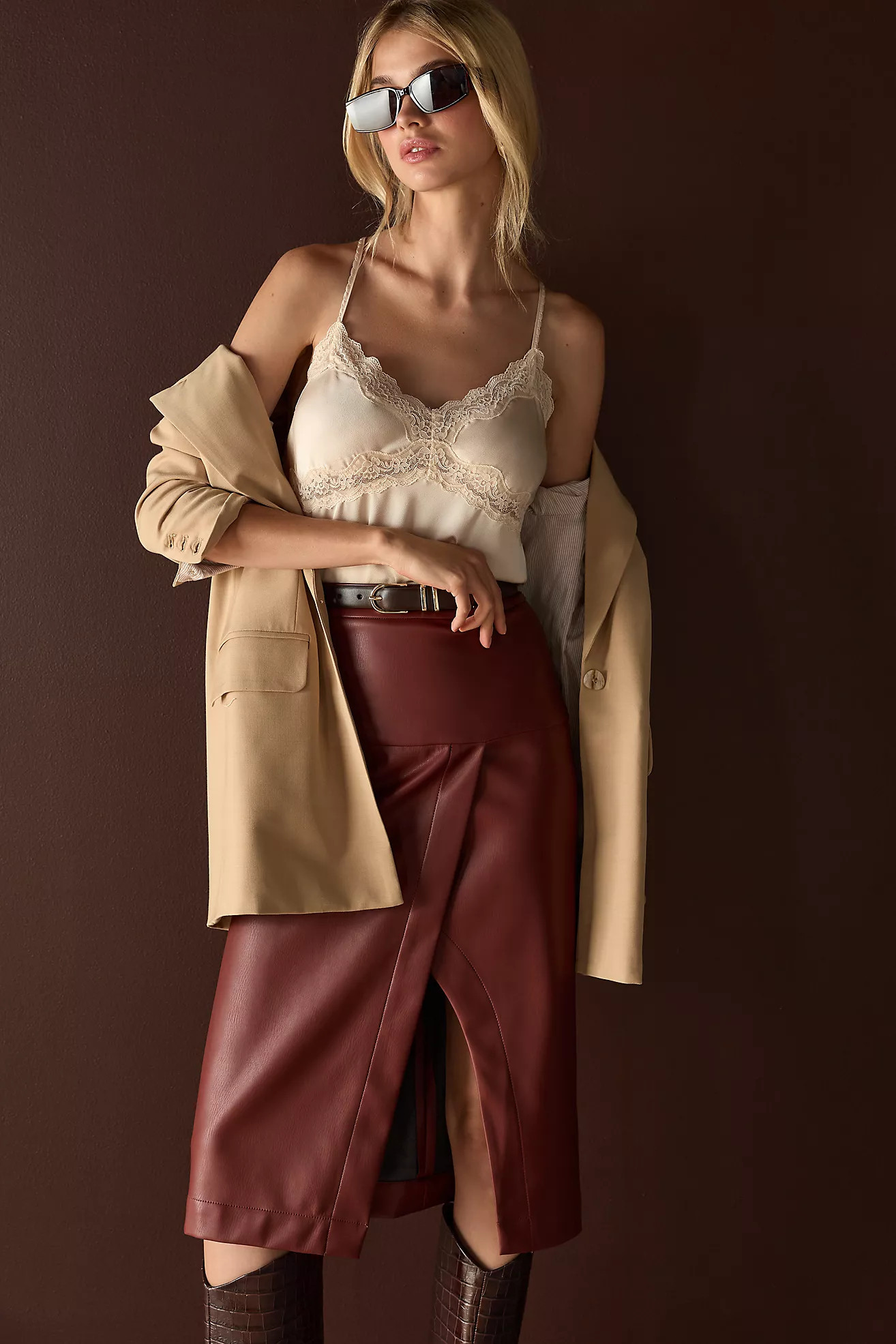 By Anthropologie Faux Leather Toledo Skirt | Anthropologie (US)