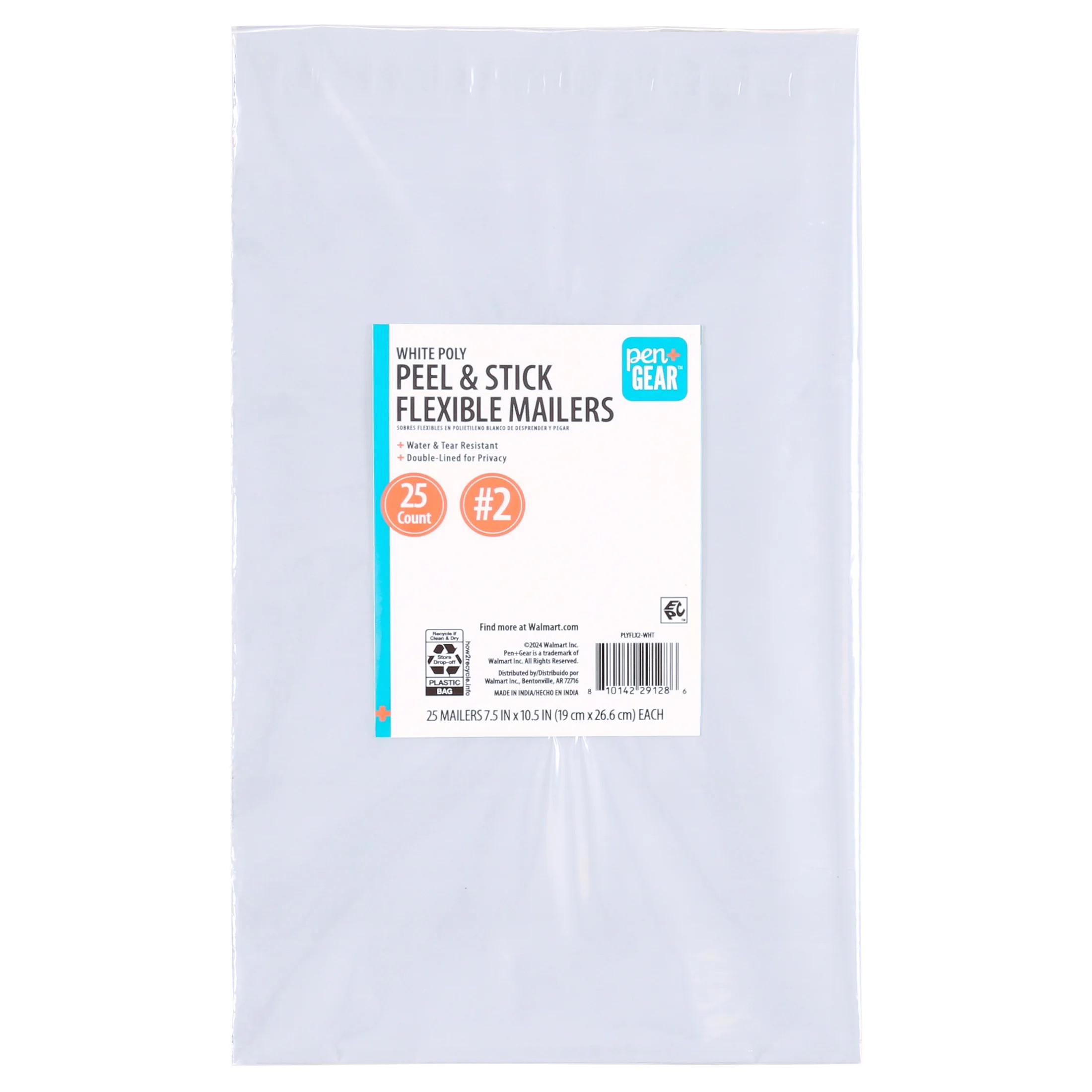 Pen+Gear Self-Seal Poly Flexible Mailers, #2 (7.5"x 10"), White, 25-Count - Walmart.com | Walmart (US)