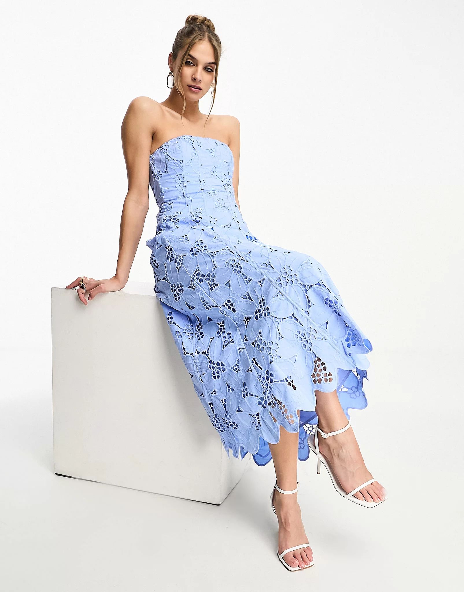 & Other Stories broderie bustier maxi dress in blue | ASOS (Global)