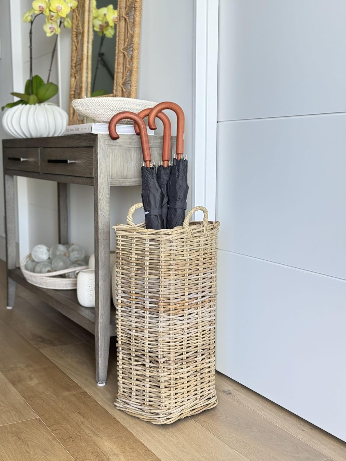 KOUBOO Kobo Square Umbrella Stand with Metal Water Catch, Gray Storage Basket Grey | Amazon (US)