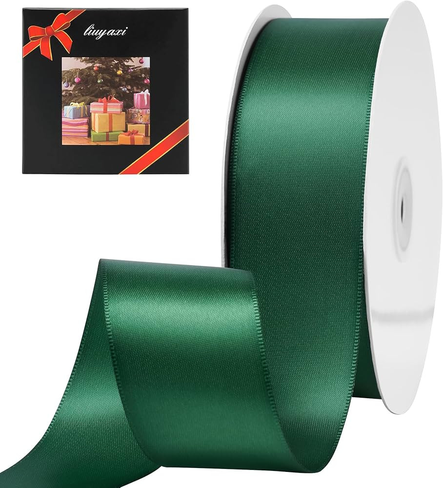 LIUYAXI Forest Green Stain Ribbon, 2" X Continuous 50 Yards, Double Faced Fabric Ribbon Use for B... | Amazon (US)