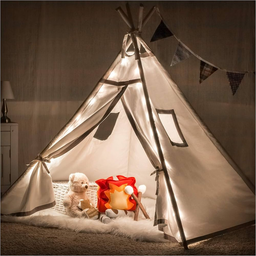 Teepee Tent for Girls, Boys - Deluxe Gift Set with Smores Campfire, Fairy Lights, Quality Fabric ... | Amazon (US)