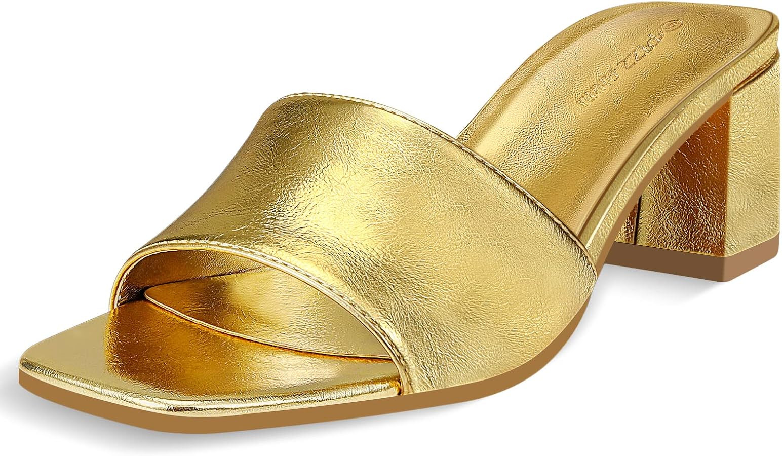 PIZZ ANNU Women's Square Open Toe Heels Sandals Low Block Chunky Heeled Sandal Slip on Mules Comf... | Amazon (US)