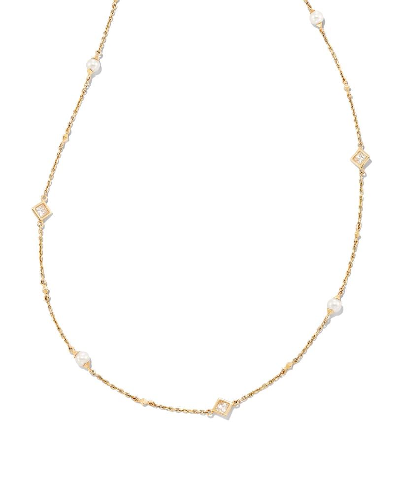 Michelle 14k Yellow Gold Strand Necklace in White Pearl | Kendra Scott