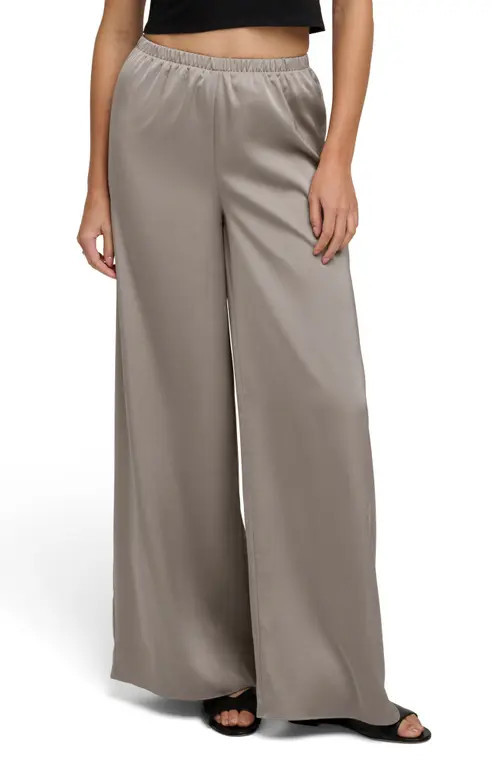 Favorite Daughter The Everything Satin Wide Leg Pants in Soft Taupe at Nordstrom, Size Small | Nordstrom