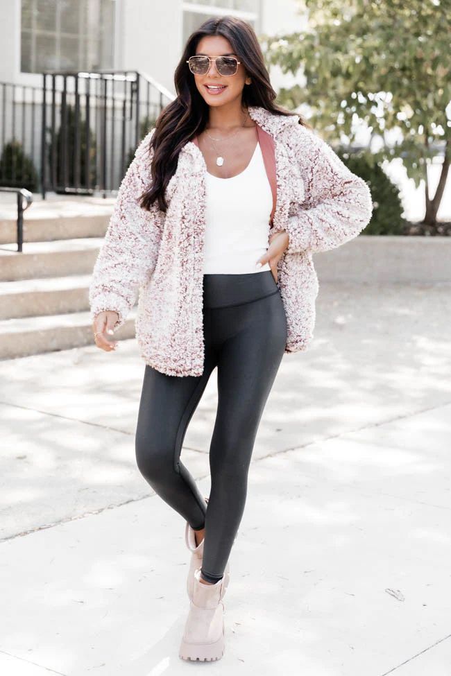 A Warm Embrace Brown Sherpa Shacket | Pink Lily