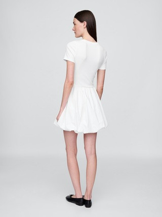 Modern Mixed Media Bubble Mini Dress | Gap (US)