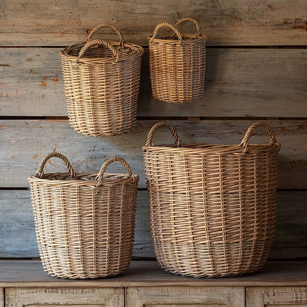 4 Piece Handled Olive Picking Storage Basket Collection | Antique Farm House