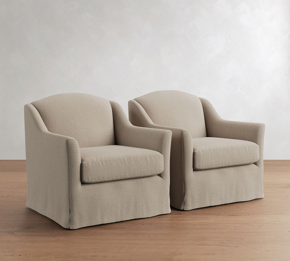 Belen Slipcovered Swivel Chair | Pottery Barn (US)