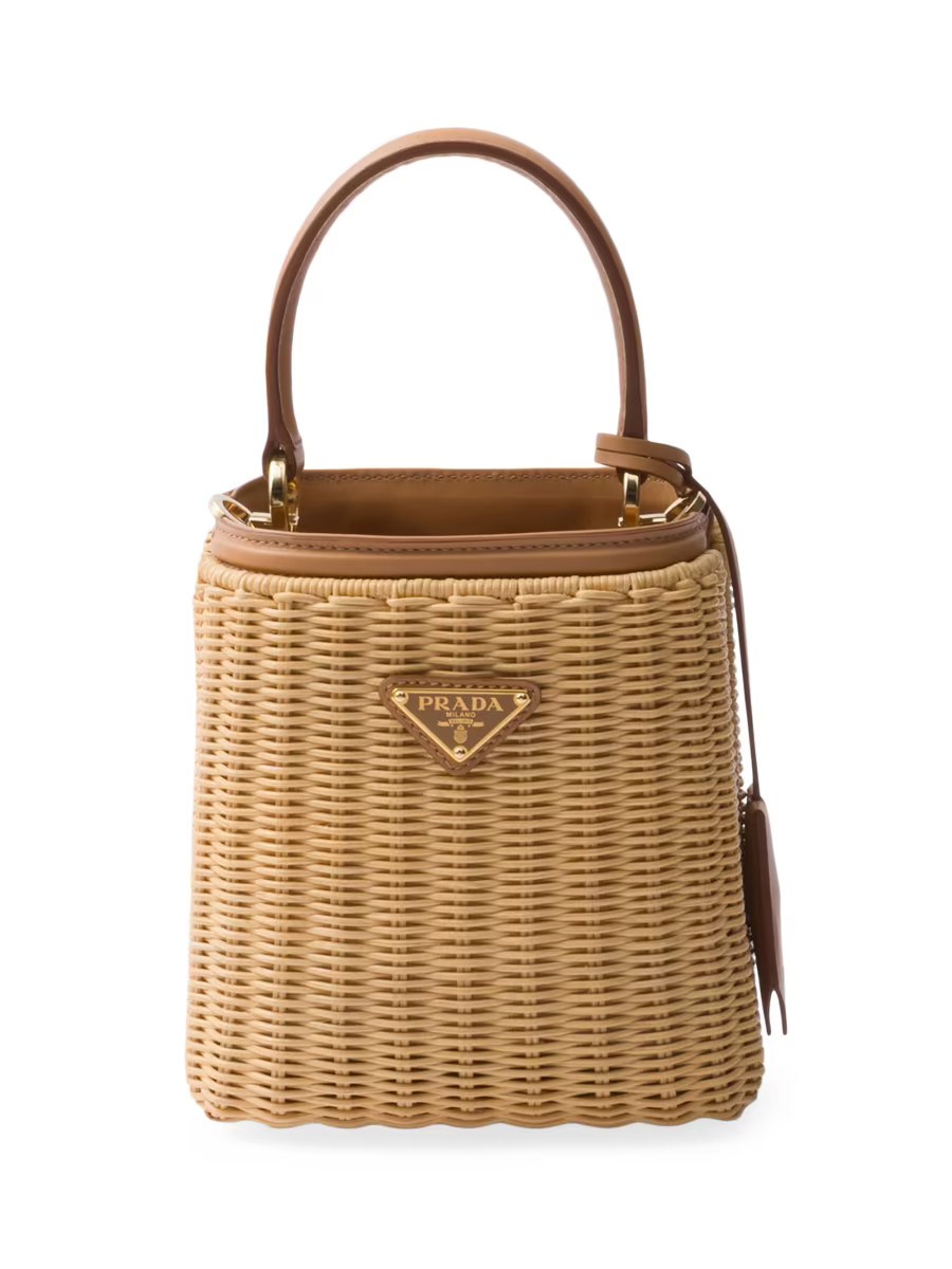 Prada Panier Woven Fabric and Leather Mini Bag | Saks Fifth Avenue