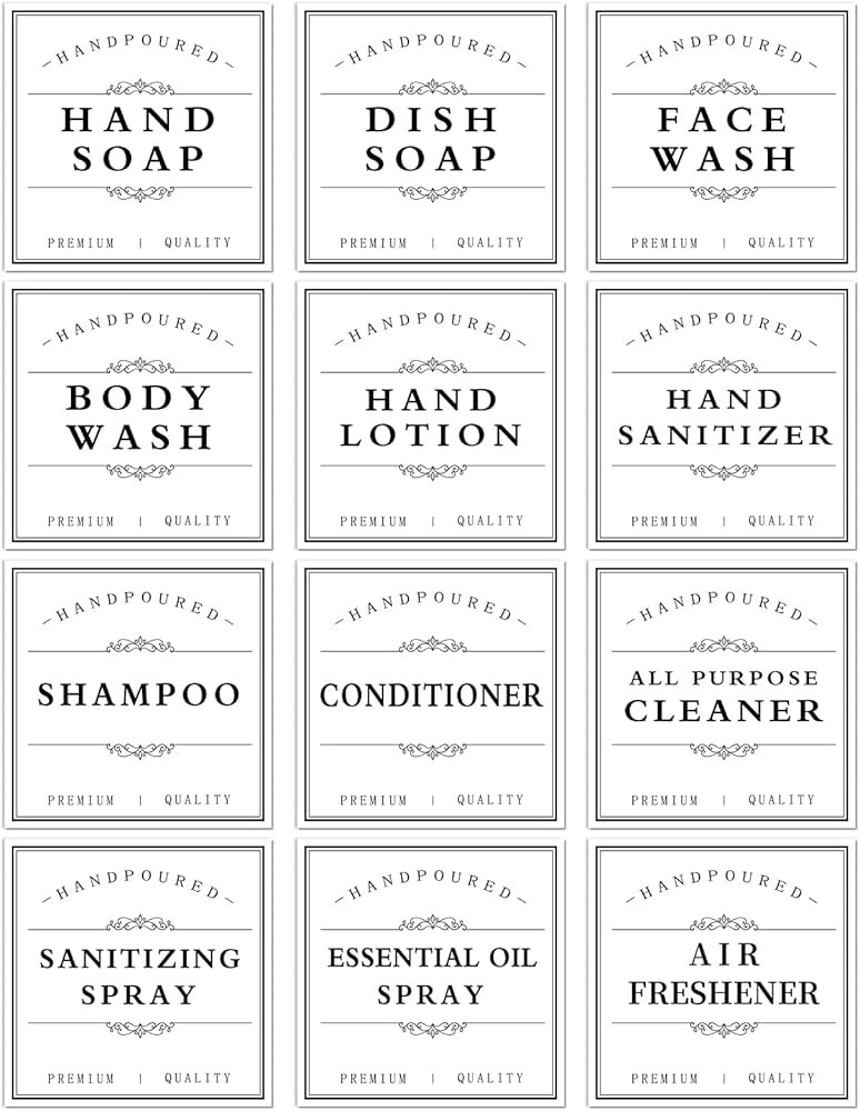 White Waterproof Soap Labels for Plastic/Glass Bottles, Bathroom/Kitchen Hand Soap Dispenser Labe... | Amazon (US)