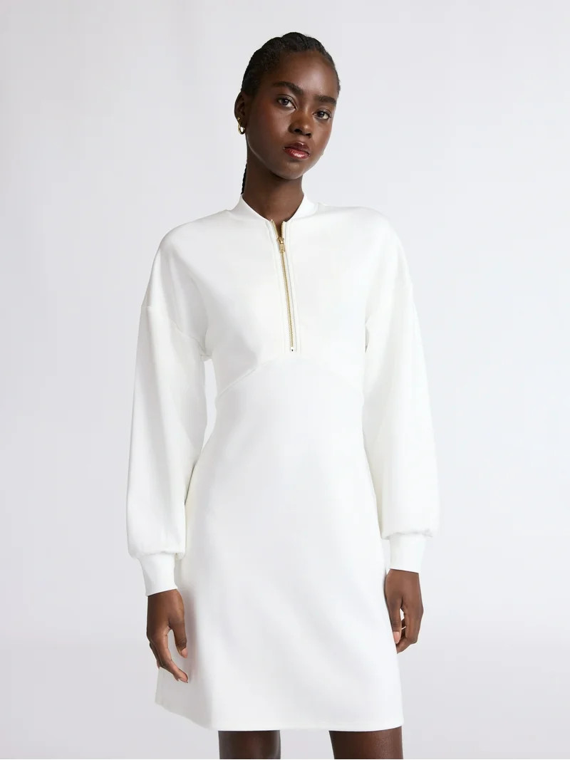 Scoop Women's and Women's Plus New Scubaknit Zip Front Mini Dress, Sizes XS-4X | Walmart (US)