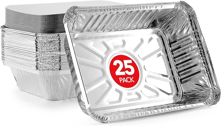Stock Your Home 2 Lb Aluminum Pans With Lids (25 Pack) - Food Containers with Cardboard Lids - Di... | Amazon (US)