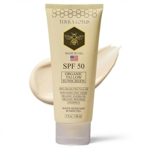Organic Tallow Sunscreen - 50 SPF - For Face and Body - With 100% Grass-Fed Tallow and Non-Nano Zinc Oxide Reef Safe - (5 Oz) | Amazon (US)