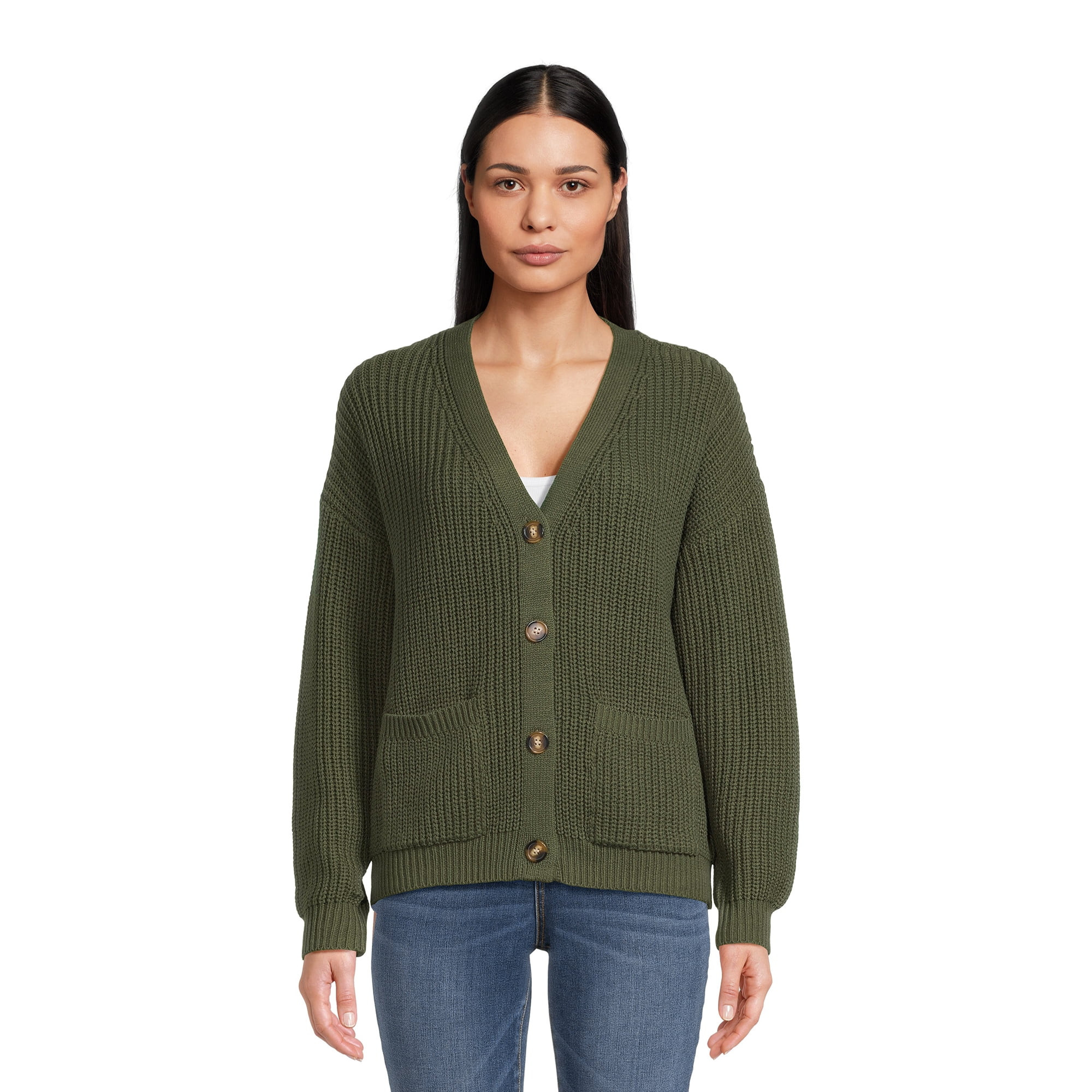 Time and Tru Women's Boyfriend Cardigan Sweater, Midweight, Sizes XS-XXXL | Walmart (US)