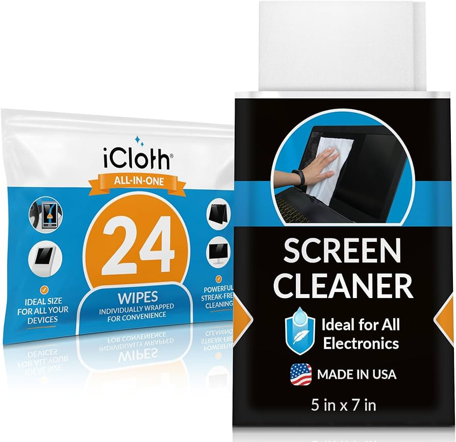 Screen Cleaner Wipes by iCloth – Individually Wrapped – Travel Size – Streak-Free (24 Large... | Amazon (US)