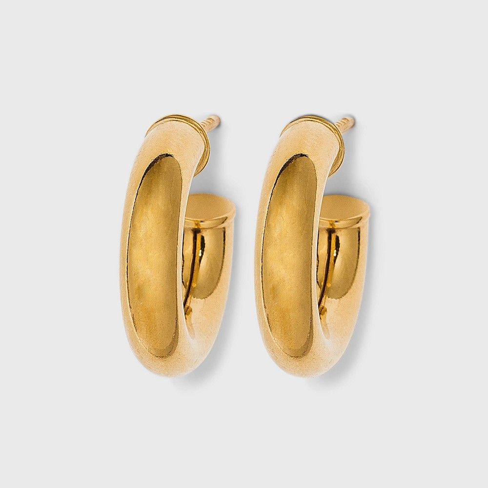 14K Gold Plated Tube Hoop Post Drop Earrings - A New Day | Target