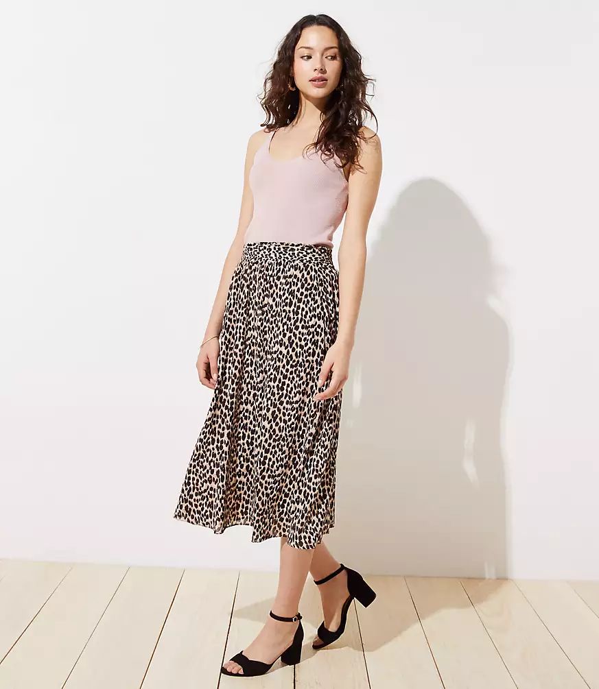 Petite Leopard Print Smocked Pull On Maxi Skirt | LOFT | LOFT