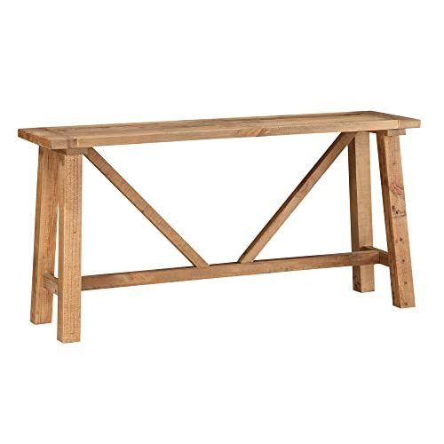 Benzara BM187672 Pine Console Table with Trestle Reinforced Sawhorse Base, Brown | Amazon (US)