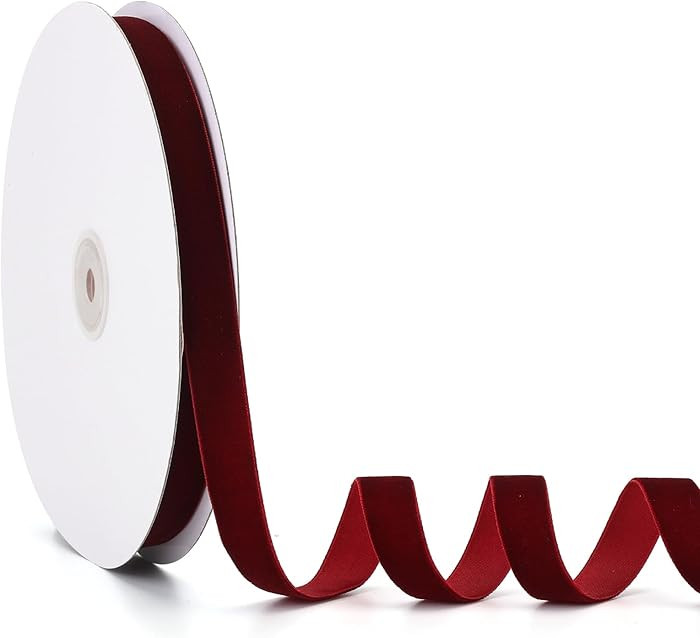 Velvet Ribbon Burgundy,5/8 Inch x 20Yd,Perfect for Christmas Gift Wrapping,Floral Bouquets,Home D... | Amazon (US)