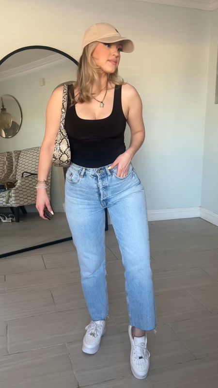 I cut the pants about 3” for a raw hem | wearing size 27 | bodysuit is amazing wearing size small 

#abercrombie #abercrombiejeans #summerlook #everydayoutfit

#LTKstyletip #LTKunder100 #LTKU