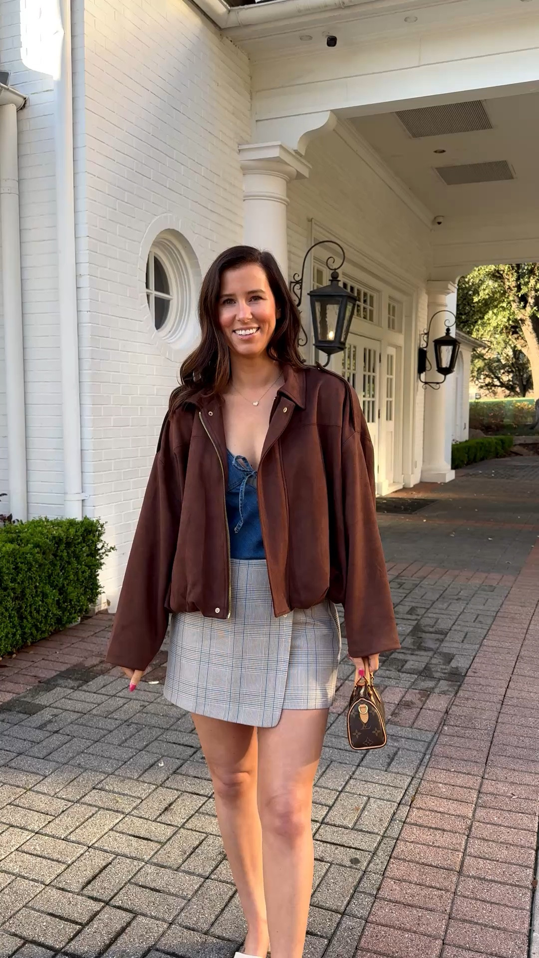 Spring outfit // ootd // Abercrombie // Amazon finds // Amazon jacket // skort // skirt // denim top // under $100 // Louis Vuitton // mini purse 

#LTKTravel #LTKSaleAlert #LTKootd