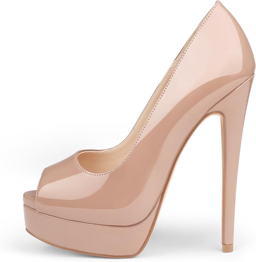 MERUMOTE Women's Platform Stiletto Heels Shoes Peep Toe Pumps 6 inch Heels for Dress Wedding Part... | Amazon (US)
